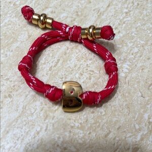 Red and Gold Bracelet with Initial Charm